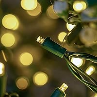 Vista 3 de YULETIME 200 luces LED de Navidad de gran angular de color blanco cálido, cable verde de 66 pies, certificado UL, juego de luces navideñas de 0.197