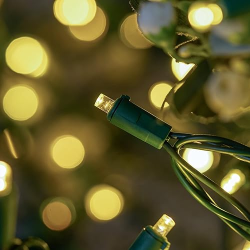 Miniatura 3 de YULETIME 200 luces LED de Navidad de gran angular de color blanco cálido, cable verde de 66 pies, certificado UL, juego de luces navideñas de 0.197