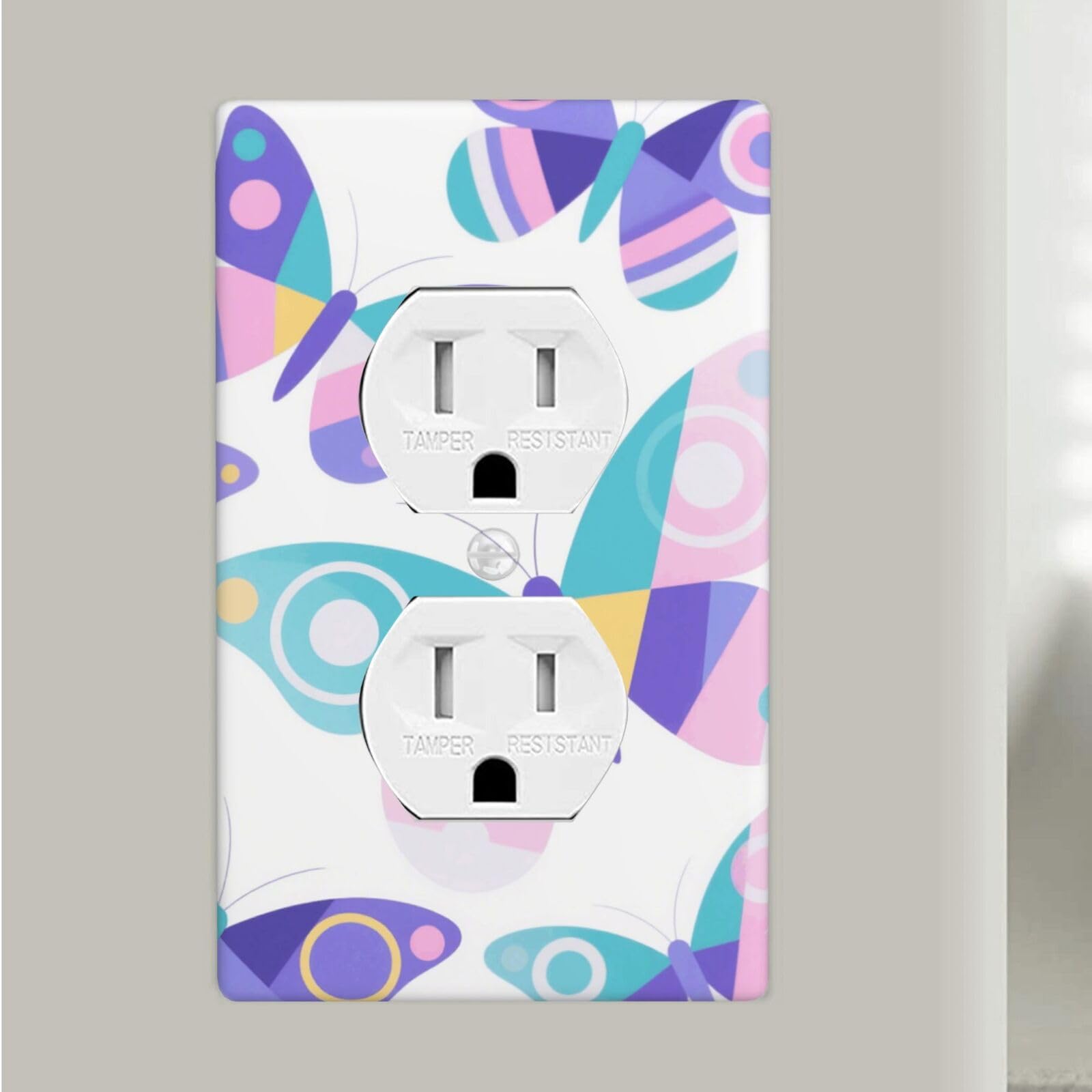 Butterflies-1 Duplex Outlet Covers Wall Plates 1-Gang Switch Outlet Electrical Cover Plate Unbreakable Polycarbonate Switchplate Cover Faceplate For Bathroom Kitchen Home Decor