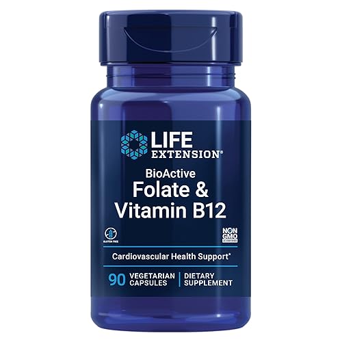 Life Extension BioActive Folate & Vitamin B12, Promotes Heart, Brain & GI Tract Health, Non-GMO, Gluten-Free, Vegetarian, 90 Capsules
