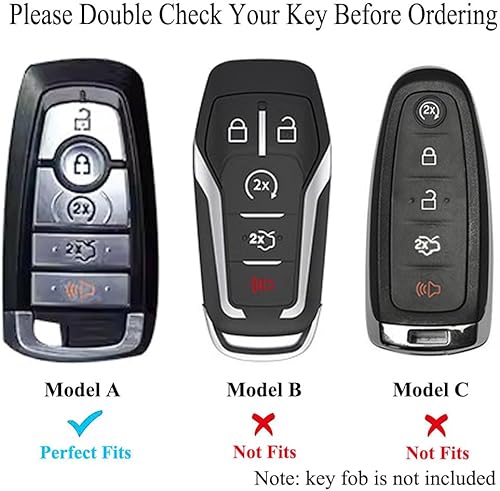 Miniatura 2 de Funda para llavero compatible con Ford Explorer Edge Mustang Fusion Escape F150 F250 F350 F450 F550 (plateado, modelo A), plateado