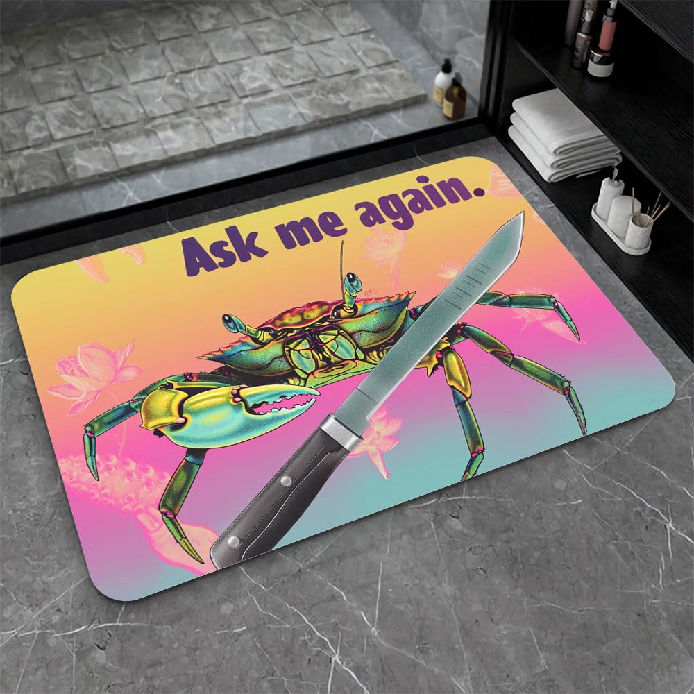 ZHUZHISHAN Diatomaceous Earth Bath Mat,Fighting Crab Non-Slip Volume Super Absorbent Fast Drying Eco-Friendly Easy to Clean for Bathroom Kitchen Door