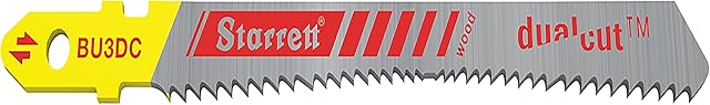 Starrett Dual Cut Jigsaw Blades - 2 Pack BU3DC-2 Wood Cutting Unified Shank Bi-Metal Saw Blade Set for Straight Curved Cuts - Compatible with Bosch Dewalt Hitachi Festool Milwaukee