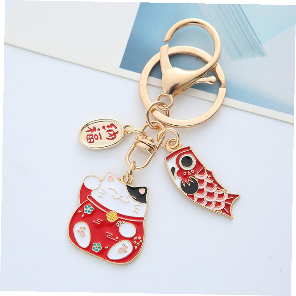 ABOOFAN 2piezas Llavero Del Gato Suerte Llaveros De Dibujos Animados Decorativos Para Bolso Colgantes Únicos Para Llaves De Coche Tema De Año