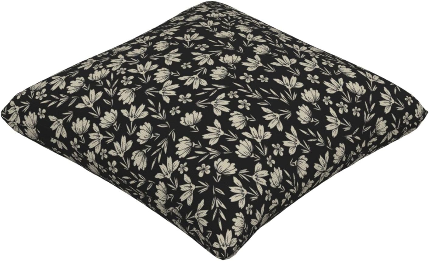 Black Floral Throw Pillow Covers Vintage Rustic Flowers Square Pillow Cases 24x24 Inch Set of 2 Cute Small Flower Cushion Cover Decorative Pillowcase for Living Room Sofa Couch Bed
