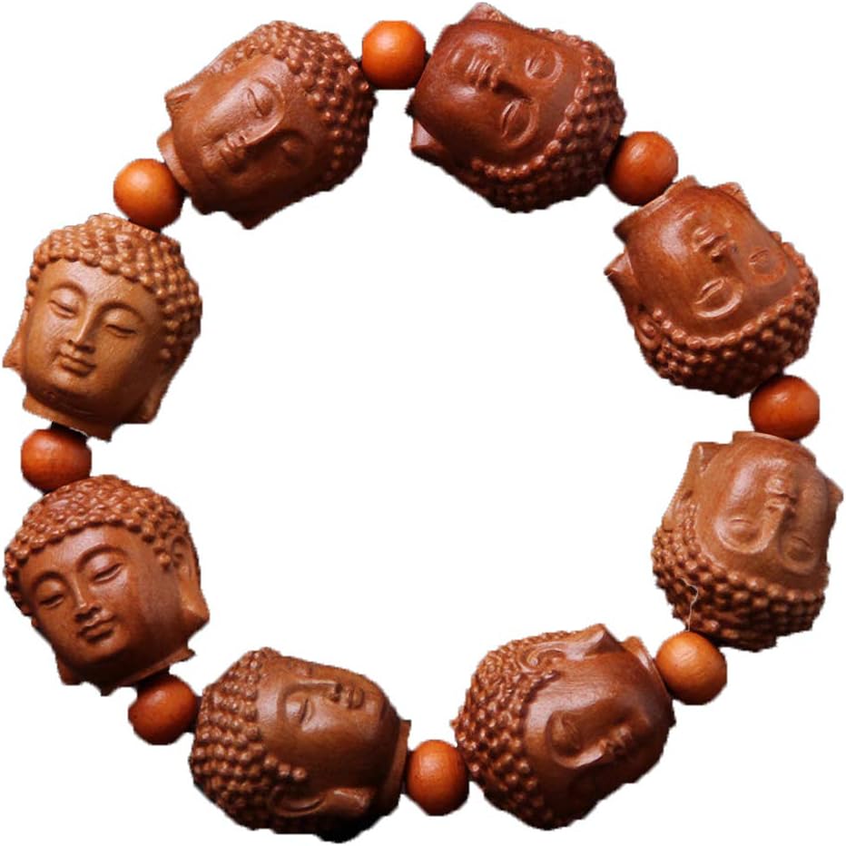 Natural Wood Hand Carving Bangle Bracelet (Shakyamuni Amitabha Buddha)