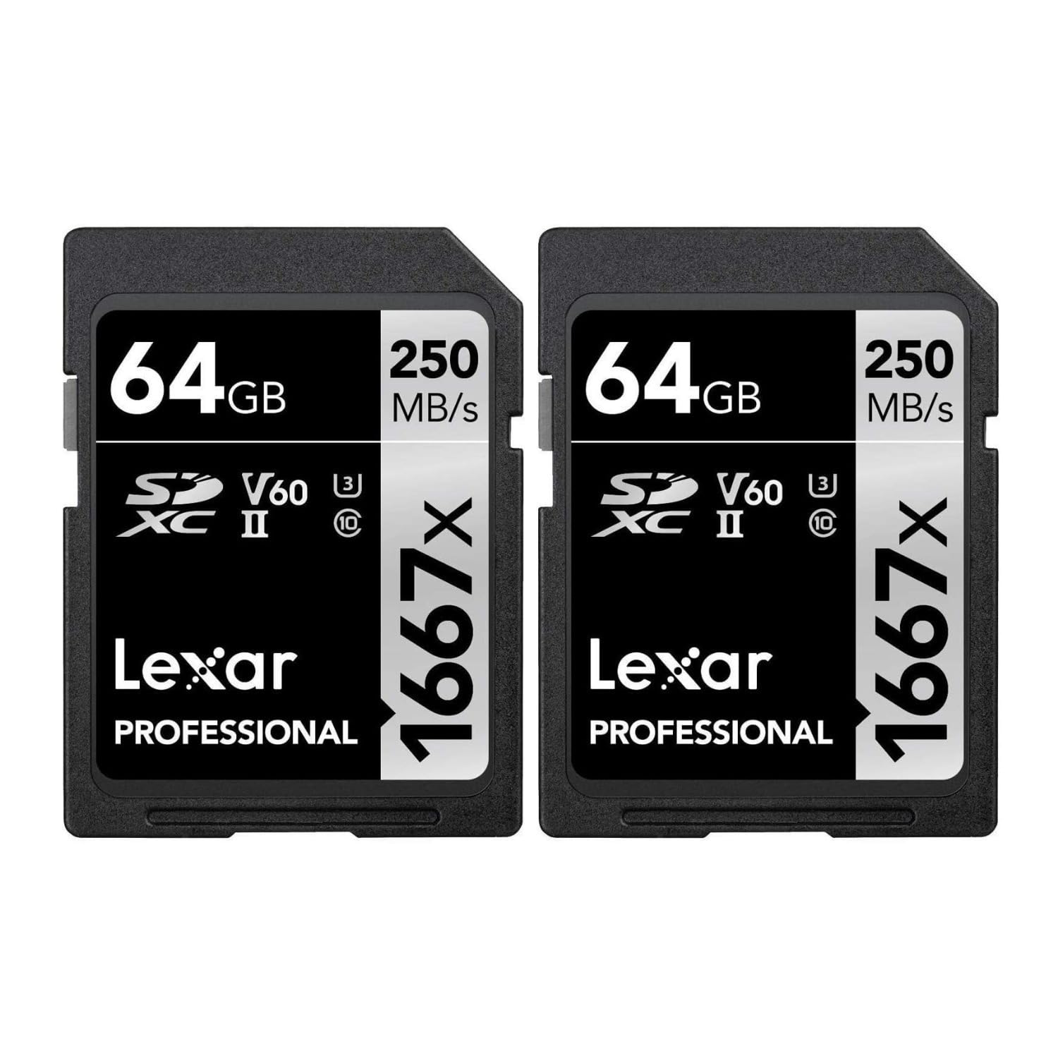 Lexar Professional 64GB 1667x UHS-II SDXC Memory Card (2-Pack)