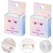 2PCS Eyebrow Mapping Thread with Cartridge - Pre-Inked Brow Shaping String & Eyebrow Stencil Tool for Symmetrical Brow Layout, 10m Reusable Salon Tool for Makeup Artists & Studios White 2PCS