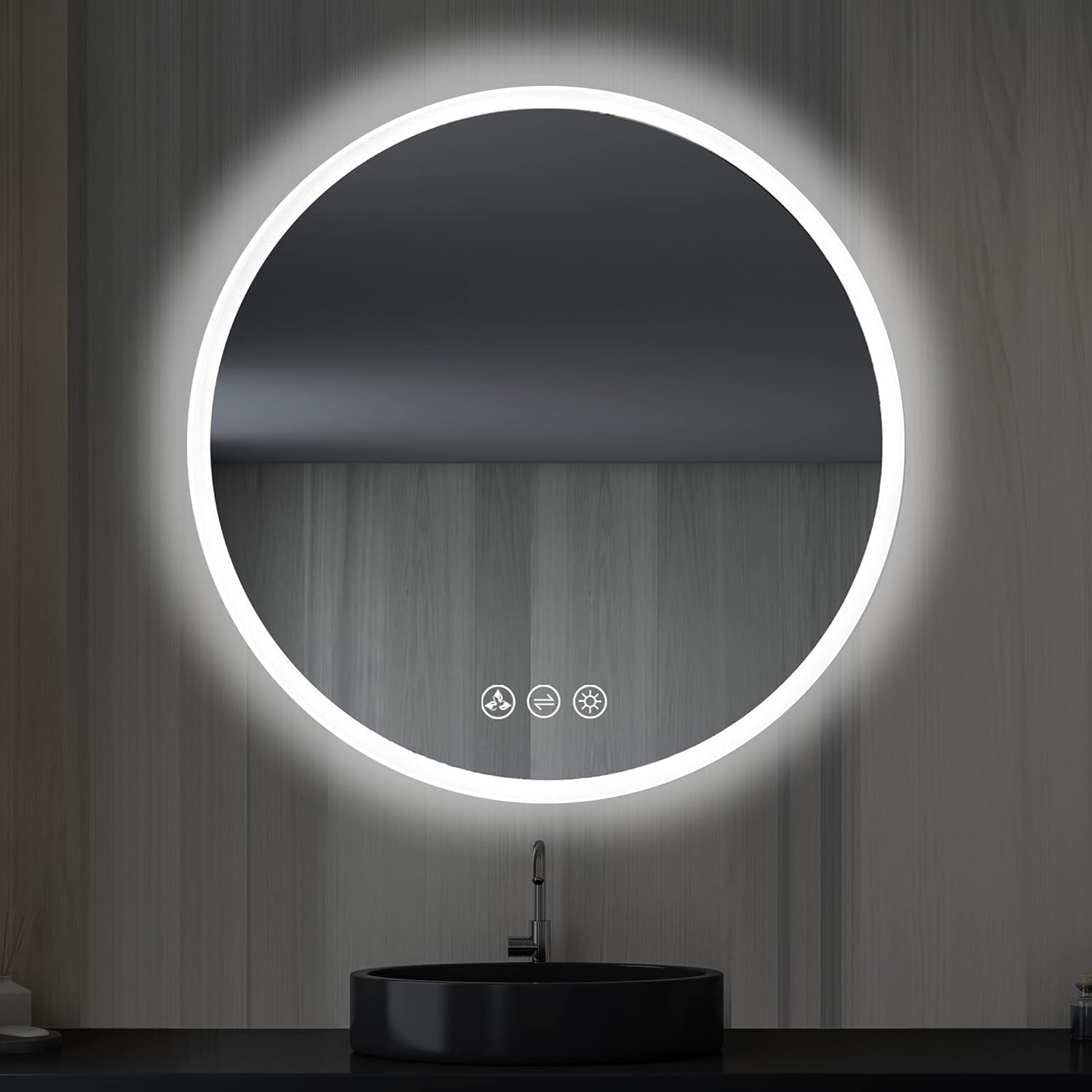 Blossom 32" Round LED Mirror for Bathroom - Wall Mounted Backlit Anti-Fog, Dimmable & 3 Color Temperatures - Smart Lighted Vanity Mirror - Perfect LED Bathroom Mirrors for Over Sink