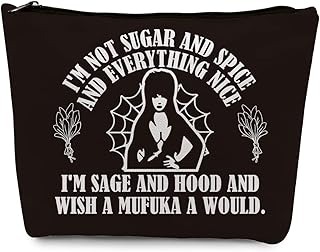 Elvira-Bag Horror Movie Fans Makeup Bag Travel Toiletry Bag Horror TV Show Elvira-Merchandise Witchy Gifts Witch Stuff for Horror Fans Women Best Friends Girls Birthday Halloween I'm Not Sugar Spice