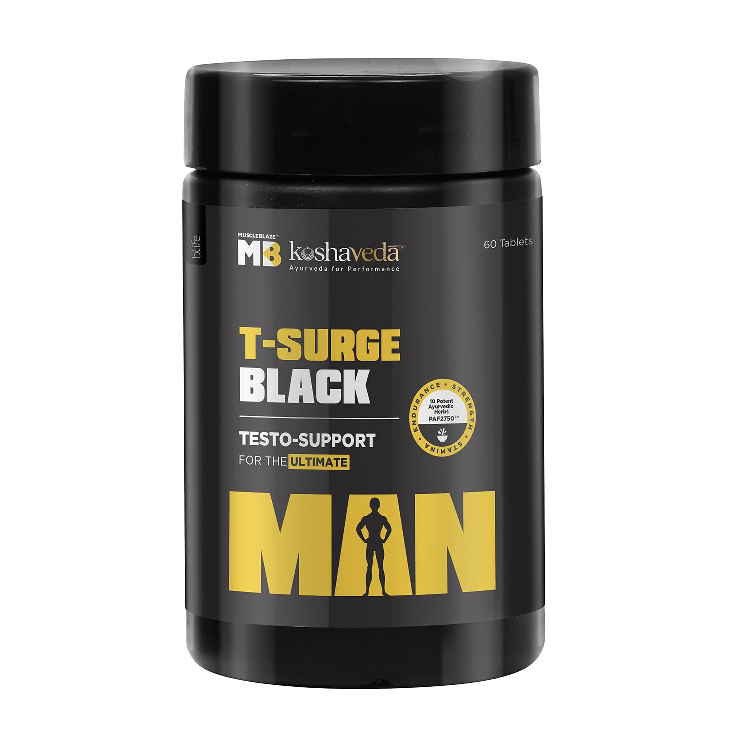 MuscleBlaze Koshaveda T-Surge Black (60 Tablets) | Testosterone Booster for Men | With 12 Ayurvedic Herbs - Ashwagandha, Shilajit, Safed Musli, & Gokhru | For Strength, Stamina & Endurance (B0C9D5F11H) Amazon Price History, Amazon Price Tracker