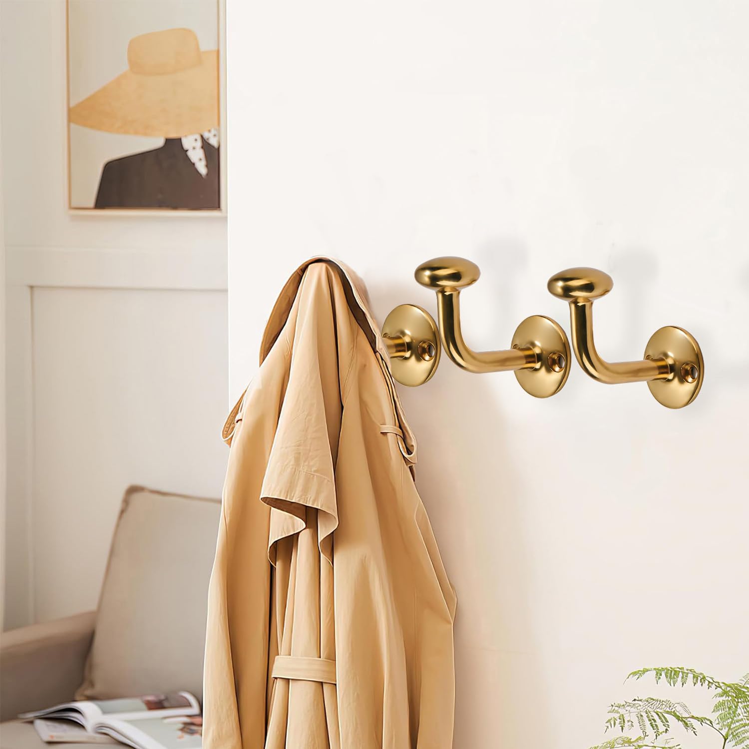 KHTUMEWARE-BATH Polished Gold Coat/Robe Hooks 2-Pack in Polished Gold — KHTUMEWARE