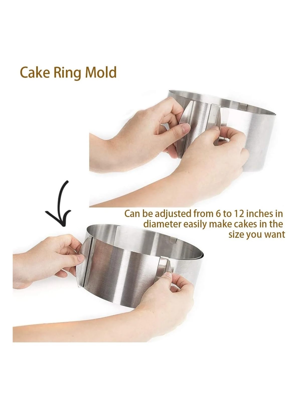 Anillos for moldes de pasteles compatibles - redondos ajustables acero inoxidable 6 a 12 pulgadas for hornear y repostería(Height 12cm)