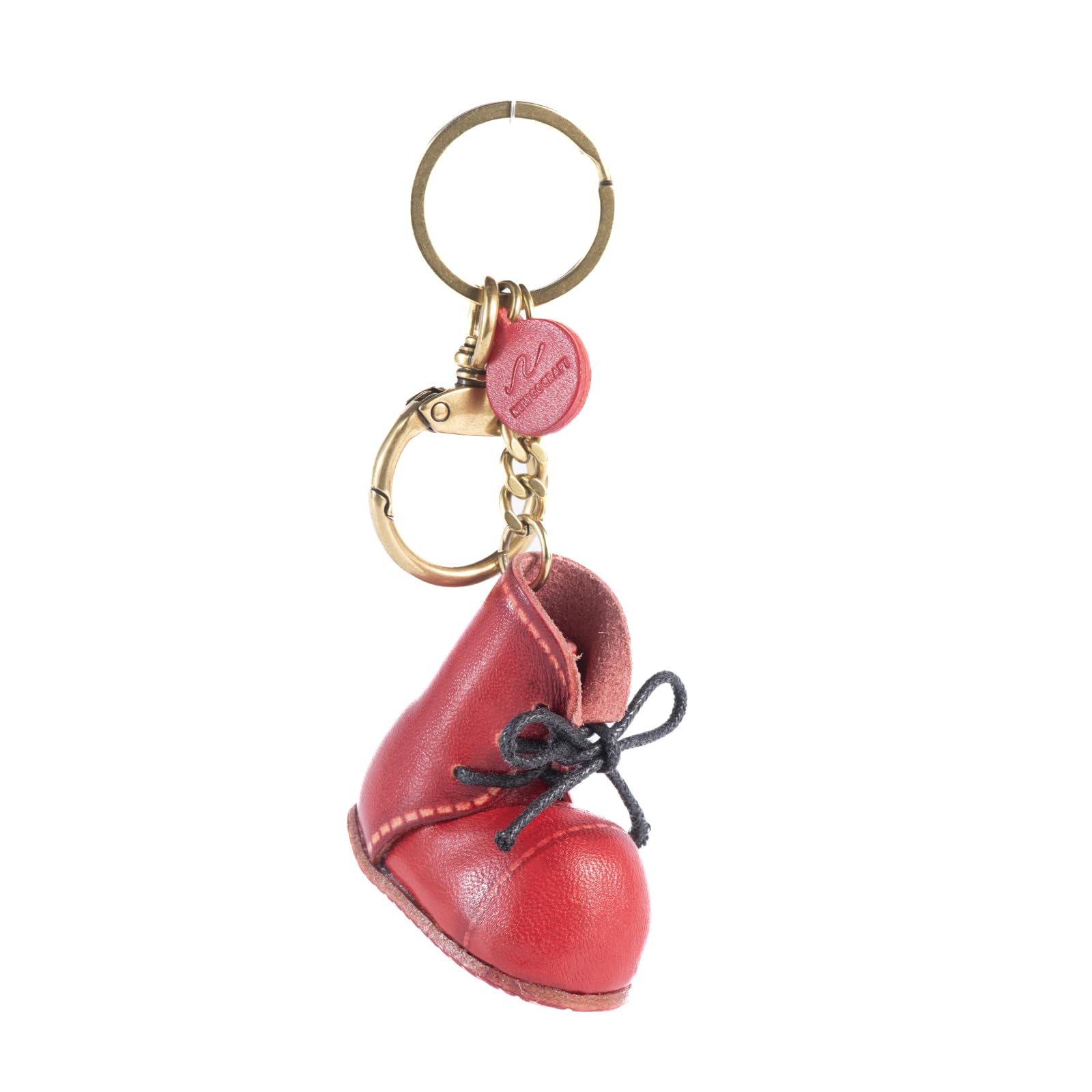 Llavero de piel auténtica de alta calidad con forma adorable para mujeres y niñas, bonito y duradero (zapatos de Martin), Rojo -, normal