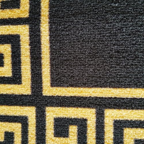 Image of Matz&More Anti Slip Runner Floormat, 50x120cm, Carpet for Bathroom, Bedside, Hallway, Living Room Dining Room, Greek Black Gold, Single Line