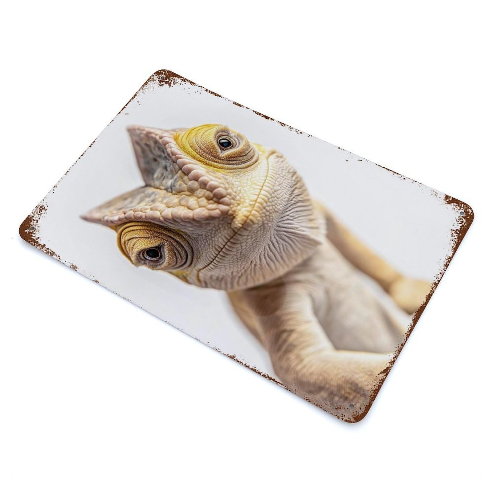 Chameleon Selfie Rust Effect Tin Sign 11.8"x7.9", Ideal for Garage, Bar And Workshop Decor