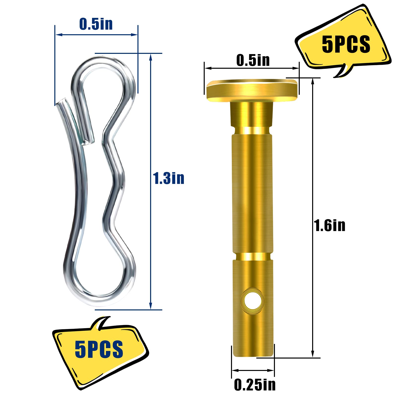 SAVITA 5 Szt. 1,3x0,6x4,1cm Kolek Scinany i 5 Szt. Zawleczek Shear Pin Czesci Zamienne do Cub Cadet 738-04124A 714-04040 Odsniezarka MTD Craftsman Cub Cadet