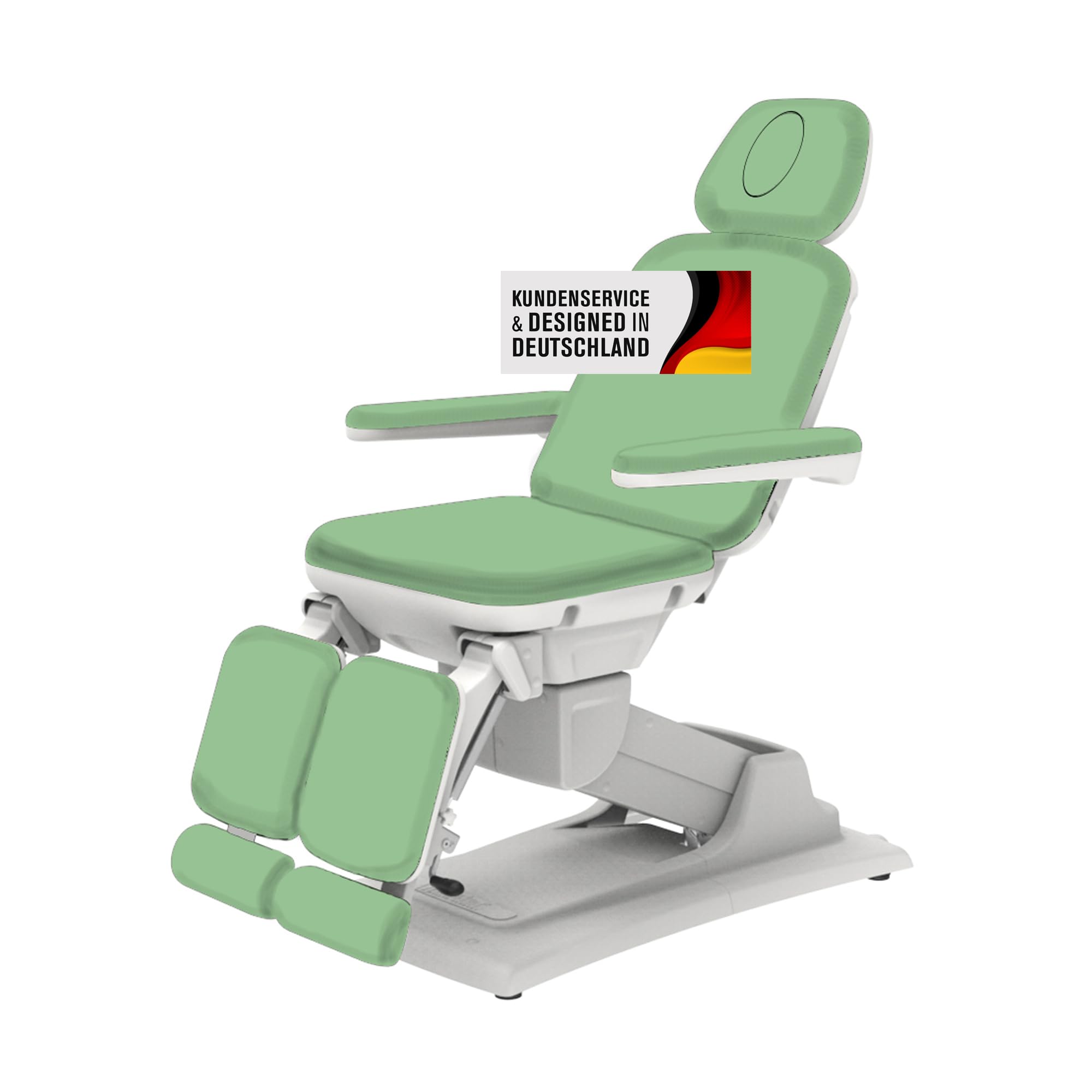 Elektrische Kosmetikliege/Kosmetikstuhl – Höhenverstellbar, belastbar bis 200 kg, mit Armlehnen und Verstellbarer Rückenlehne – Ideal für Beauty-Salons (Pastellgrün)