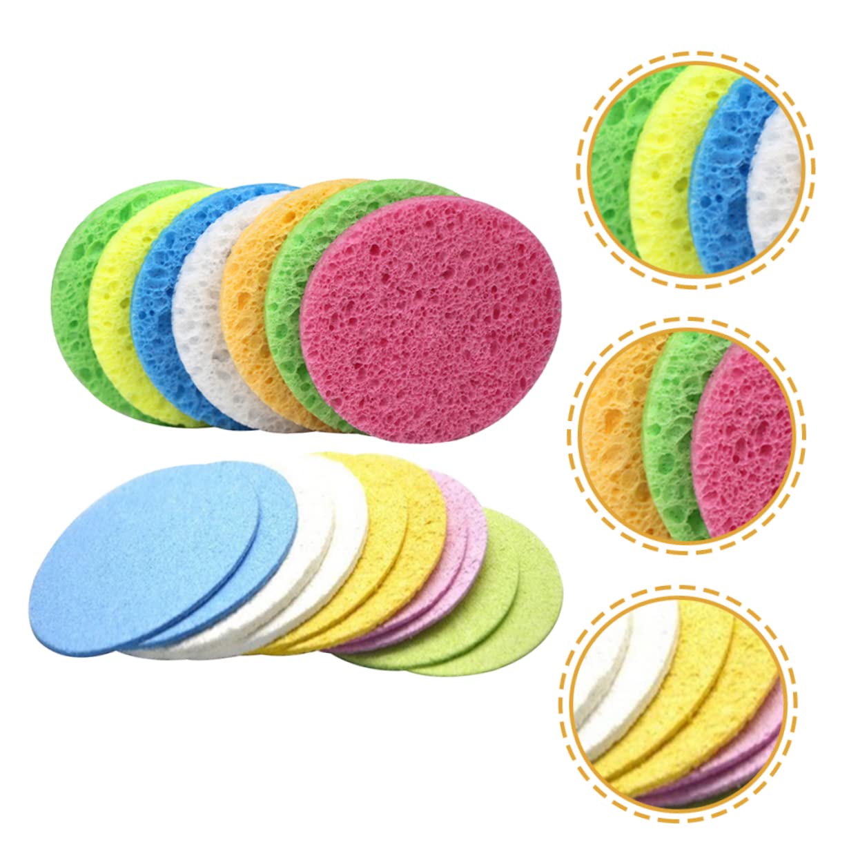Housoutil 100 Piezas Puff facial de compresión esponjas de celulosa esponjas faciales de celulosa de maquillaje redonda de spa para fregar limpio