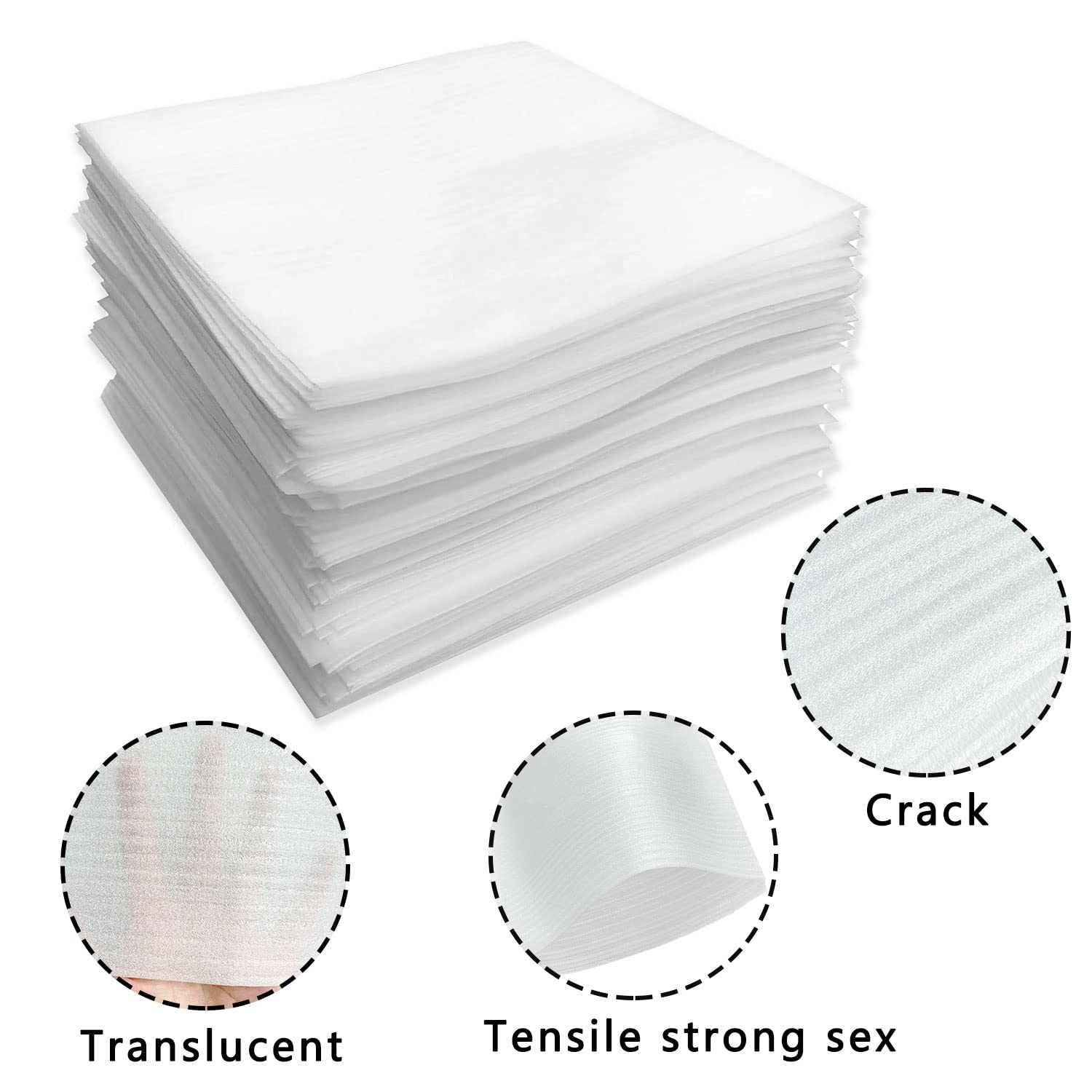 Verpackungsmaterial, 100 Stück Schaumstoff Beutel, Weiß, 300 x 300 x 1 mm, Umzug Verpackungsmaterial, Wiederverwendbar, Geeignet für Glas, Möbel, Keramik