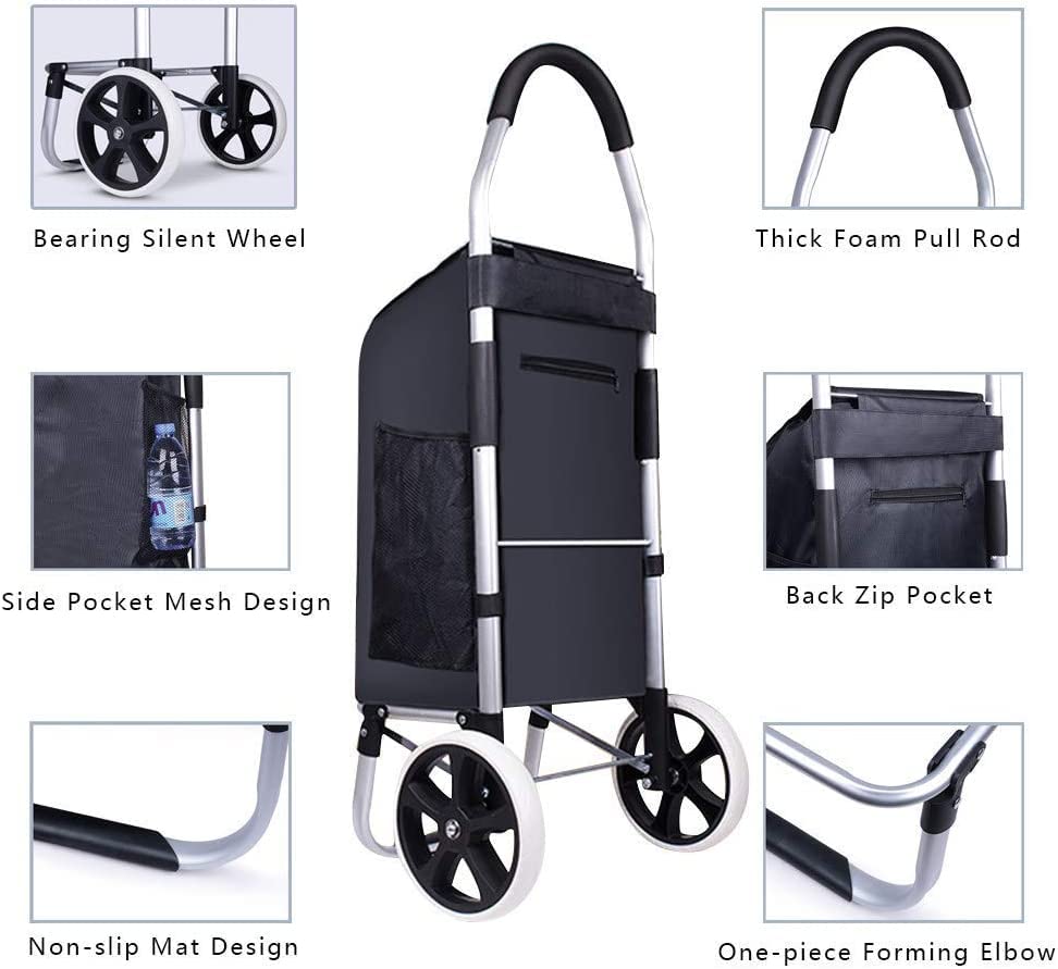 Einkaufstrolley Einkaufswagen, faltbar, tragbarer kleiner Anhänger, Aluminiumlegierung, Stange, 50 kg tragend, mit 41 l… – Bild 7