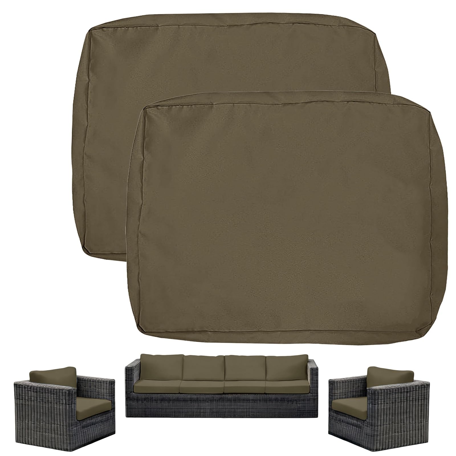 Housse de coussin exterieur impermeable lot de 2 cafe 70x60x8cm