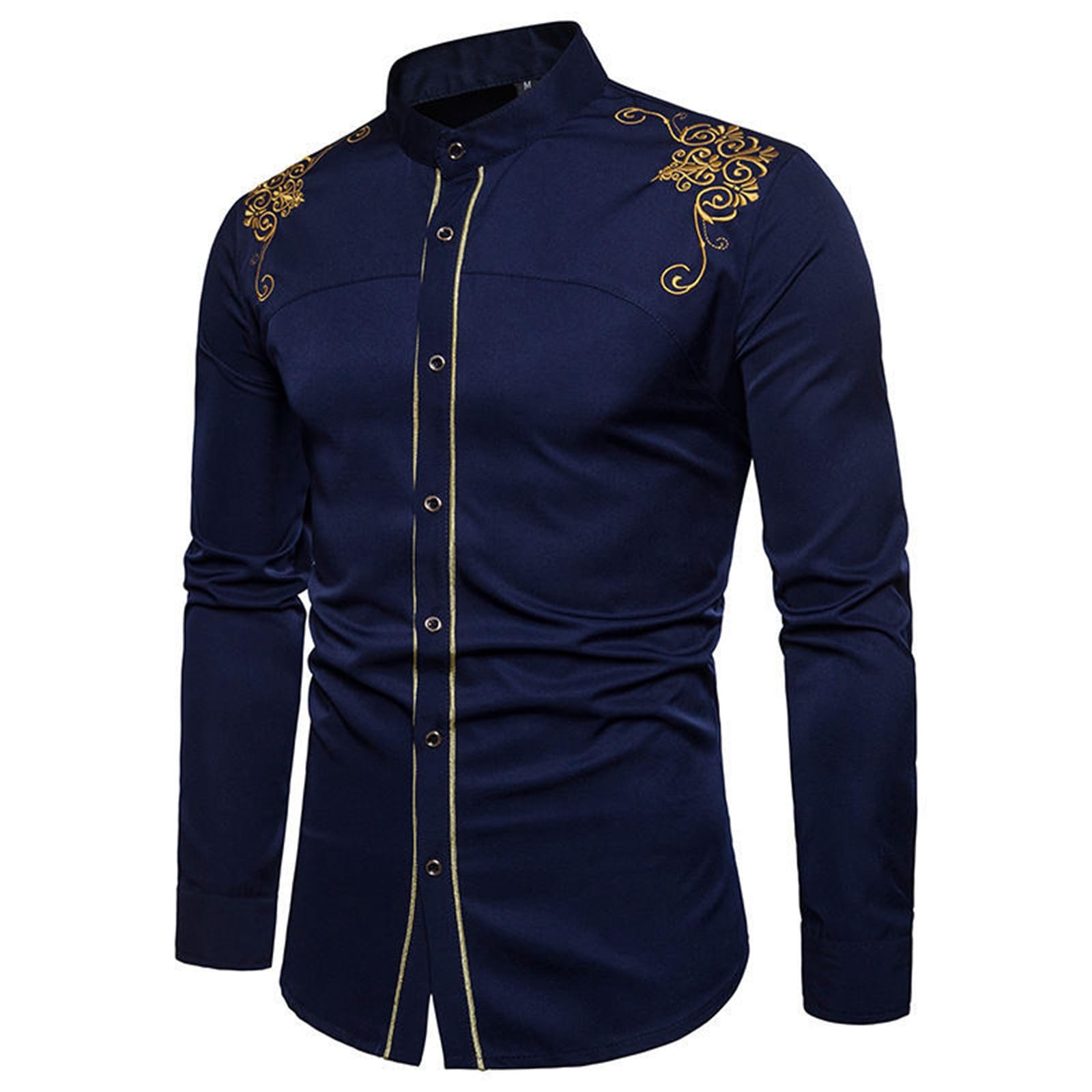 Camicia medievale da uomo con ricamo palazzo slim camicia a maniche lunghe vintage formale camicia a maniche lunghe abito da festa camicie button down manica lunga camicia risvolto con stampa