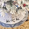 WEWILL 36 Luxury Snowman Christmas Tree Skirt Silvery White Embroidered Snowflake with Satin Border Xmas Mat Party Supplies Decorations
