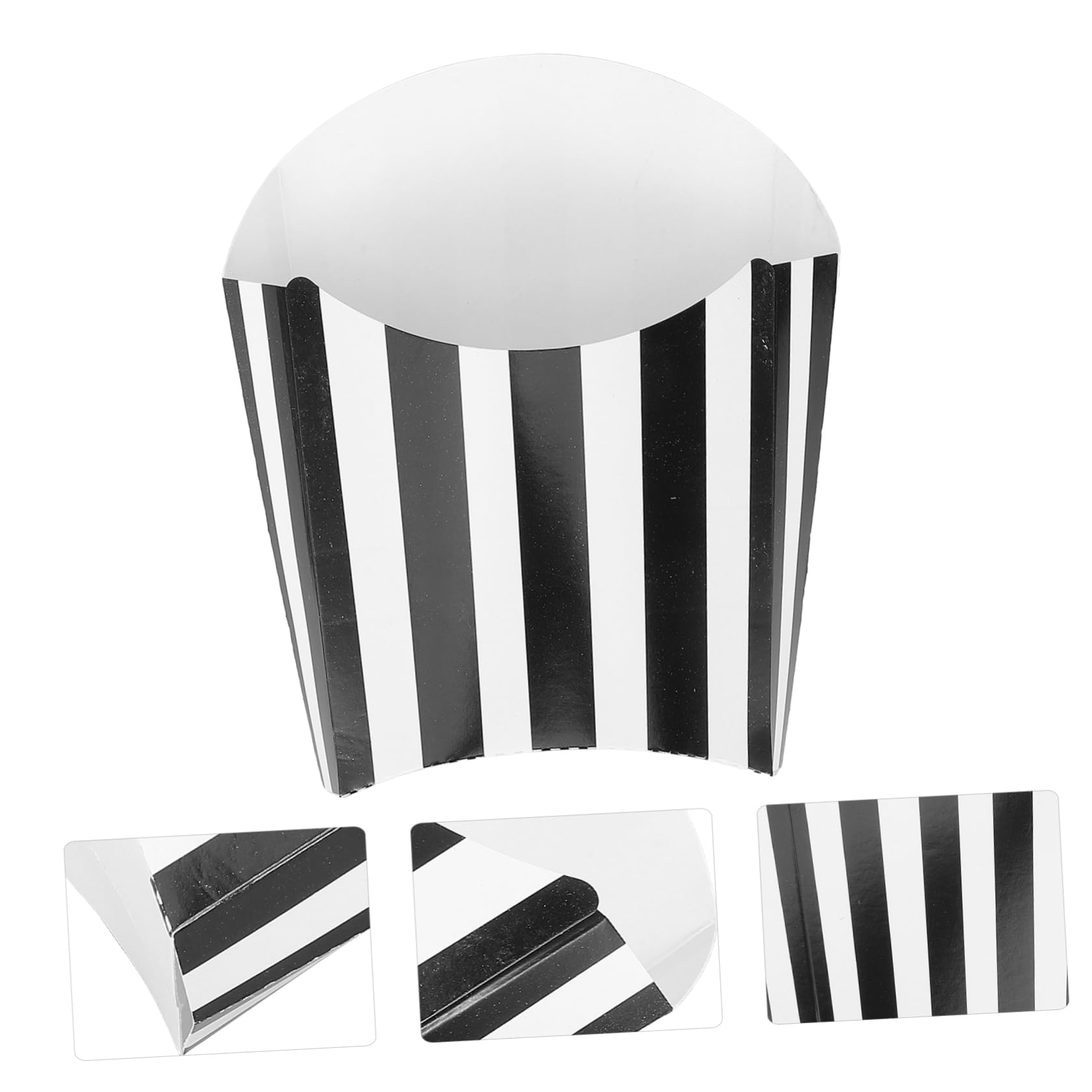 KICHOUSE 50pcs Popcorn Buckets Night Snack Treat Boxes Unique Stripe Pattern Party Snack Bucket