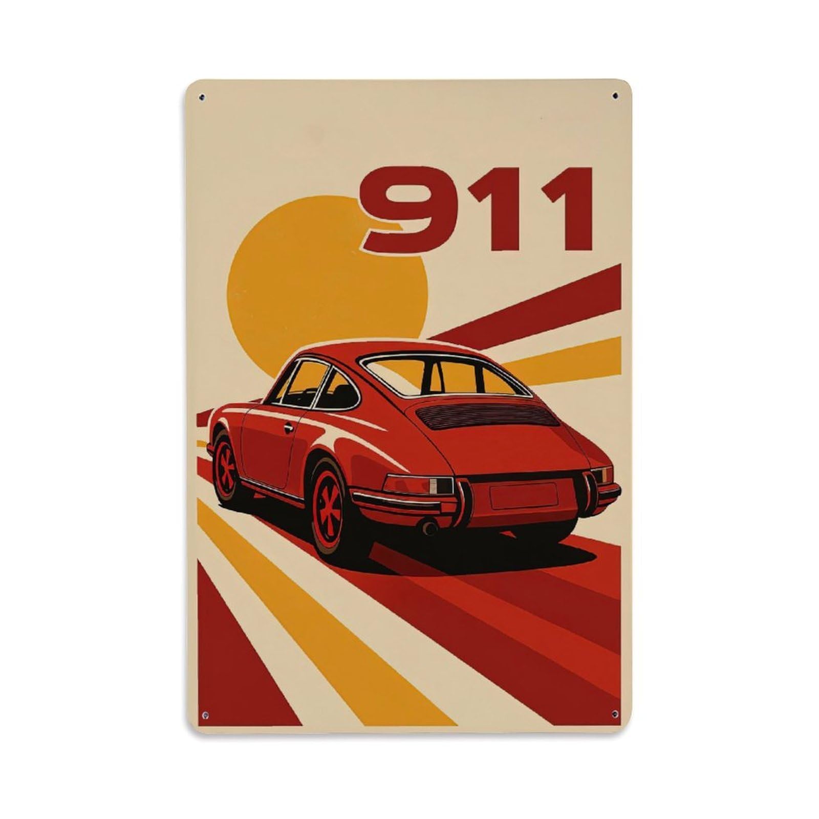 Vintage Classic 911 Supercar Carrera 901 G Series Racing Metal Tin Sign Plaque Wall Decor for Cafe, Man Cave, Club Bar, Office, Home Garden Round Metal Poster 8x12Inch