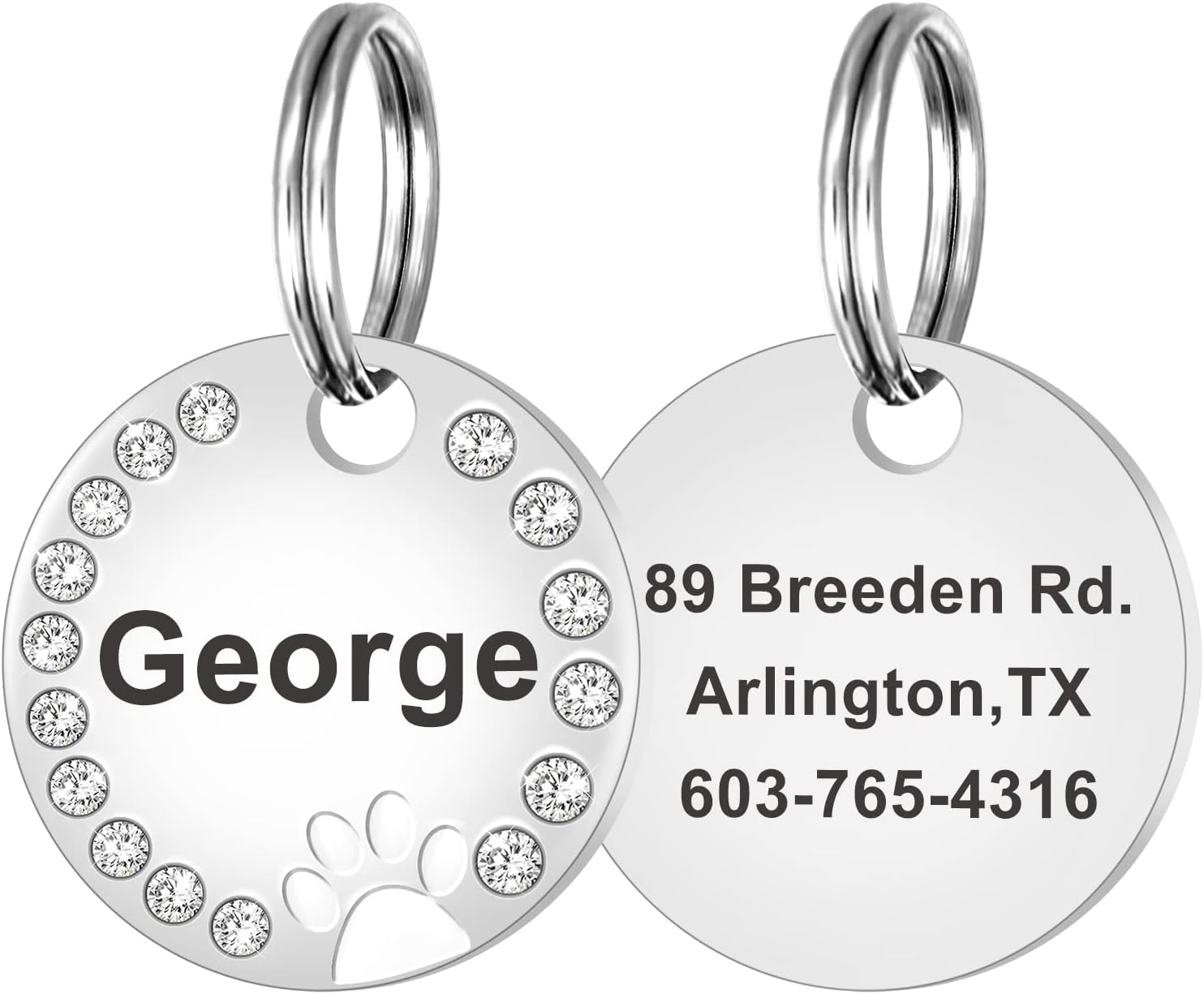 Natiform Personalized Pet ID Tags, Engraved Dog ID Collar Tags, Double Sided Pet Tags, Custom Text, Glitter Paw Cat Name Tags, Pet…