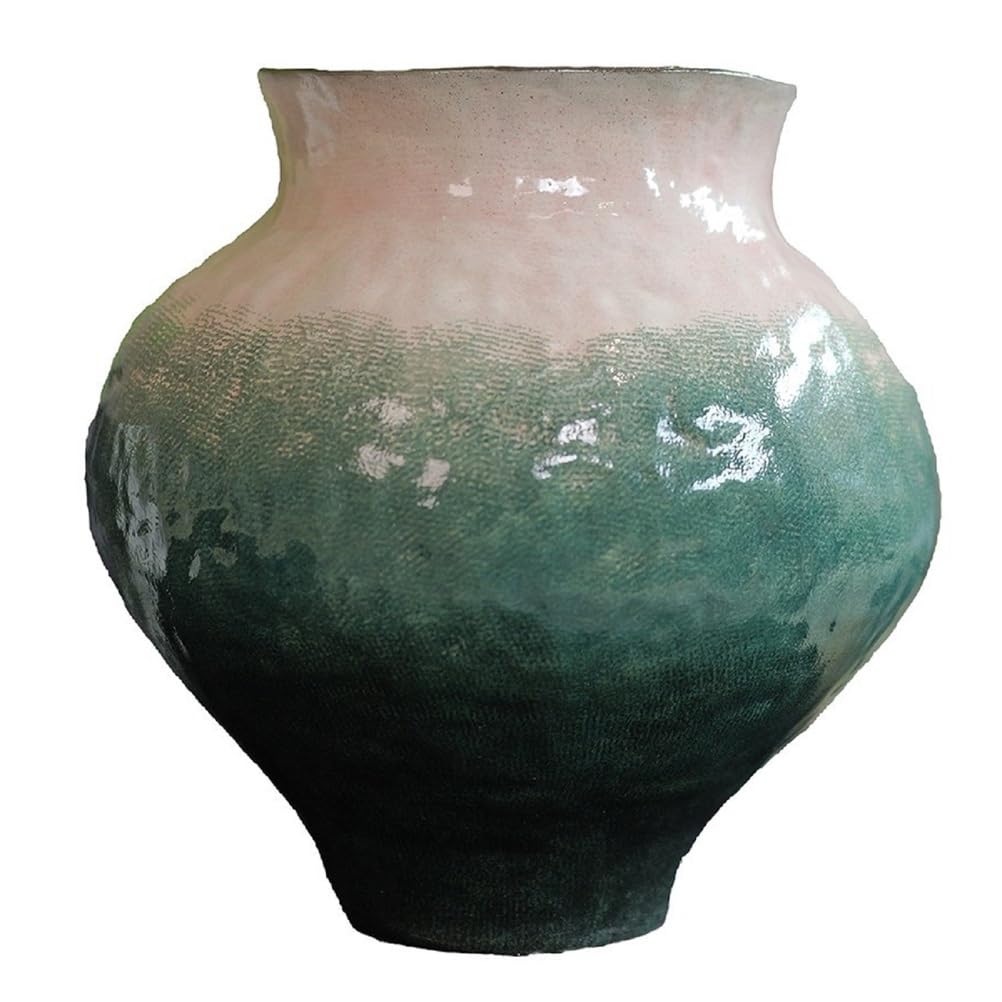 EdirFtra Artisan Ceramic Vase - Gradient Green Glaze Decor