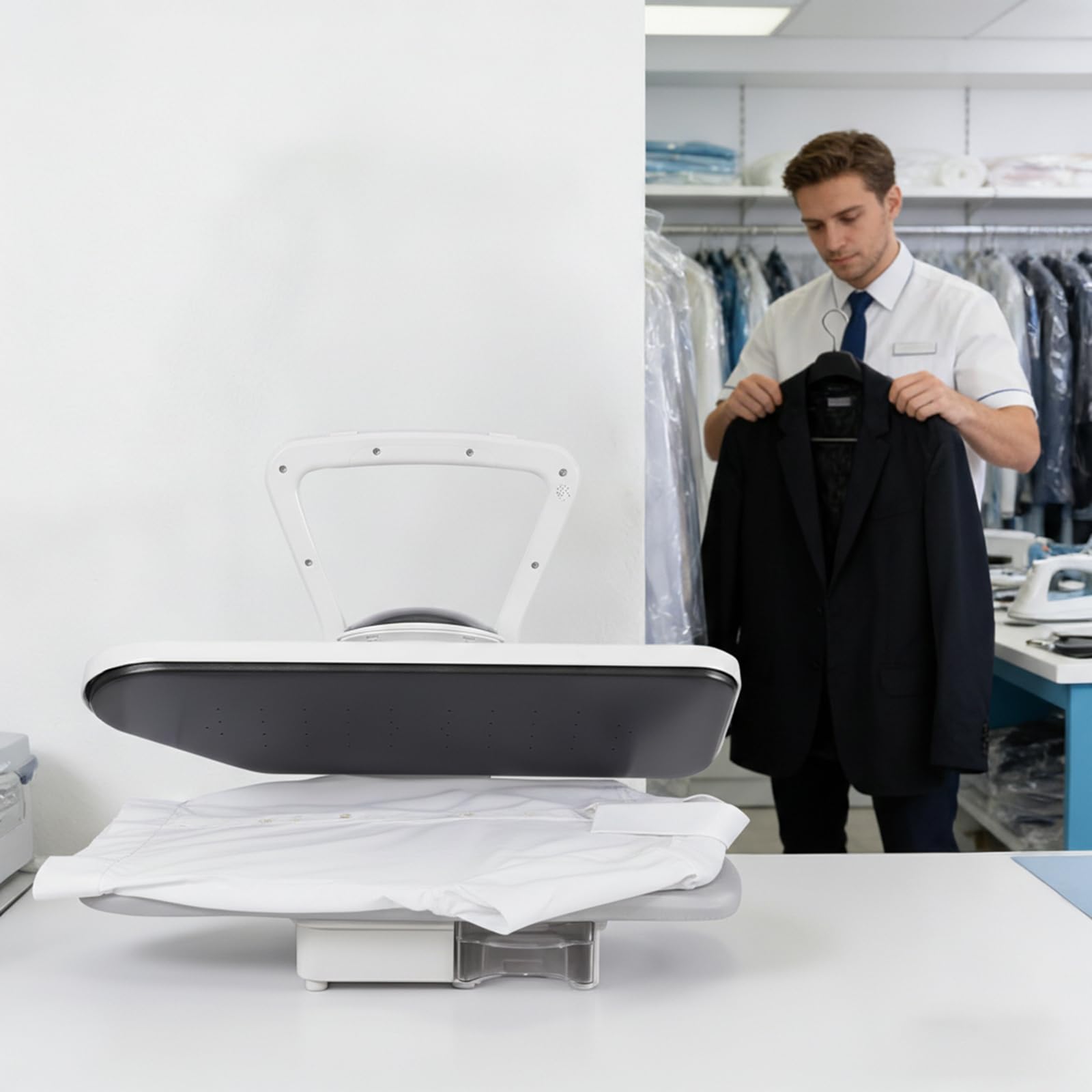 Professionelle Dampfbügelpresse, Mangel Bügelmaschine Mit Touchscreen, WäSchemangel Für Zuhause, 5 Stoffeinstellungen, 3 Minuten Heizzeit, 90-200℃, 2200w Bügelautomat, Weiß