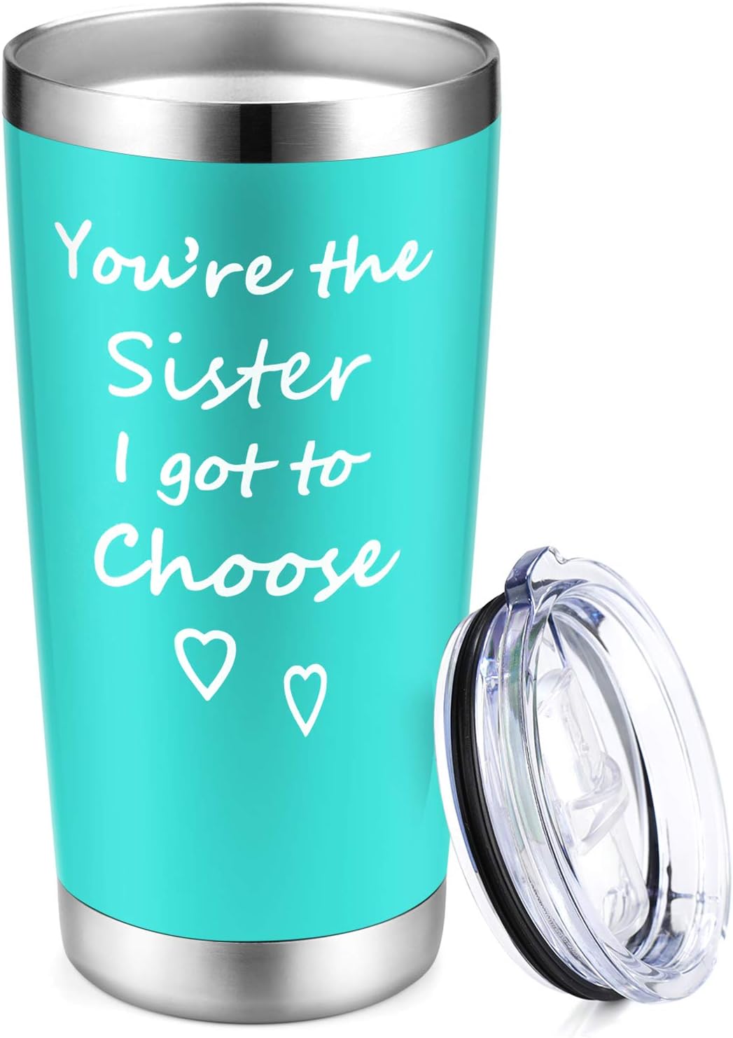 Yousu Birthday Gifts for Friend Woman, Sister Gifts Gifts for Women Wine Tumbler Gifts for Mom Birthday Gift for Soul Unbiological Sisters Her Besties 20oz Stemless Insulated Cup with Lid Blue