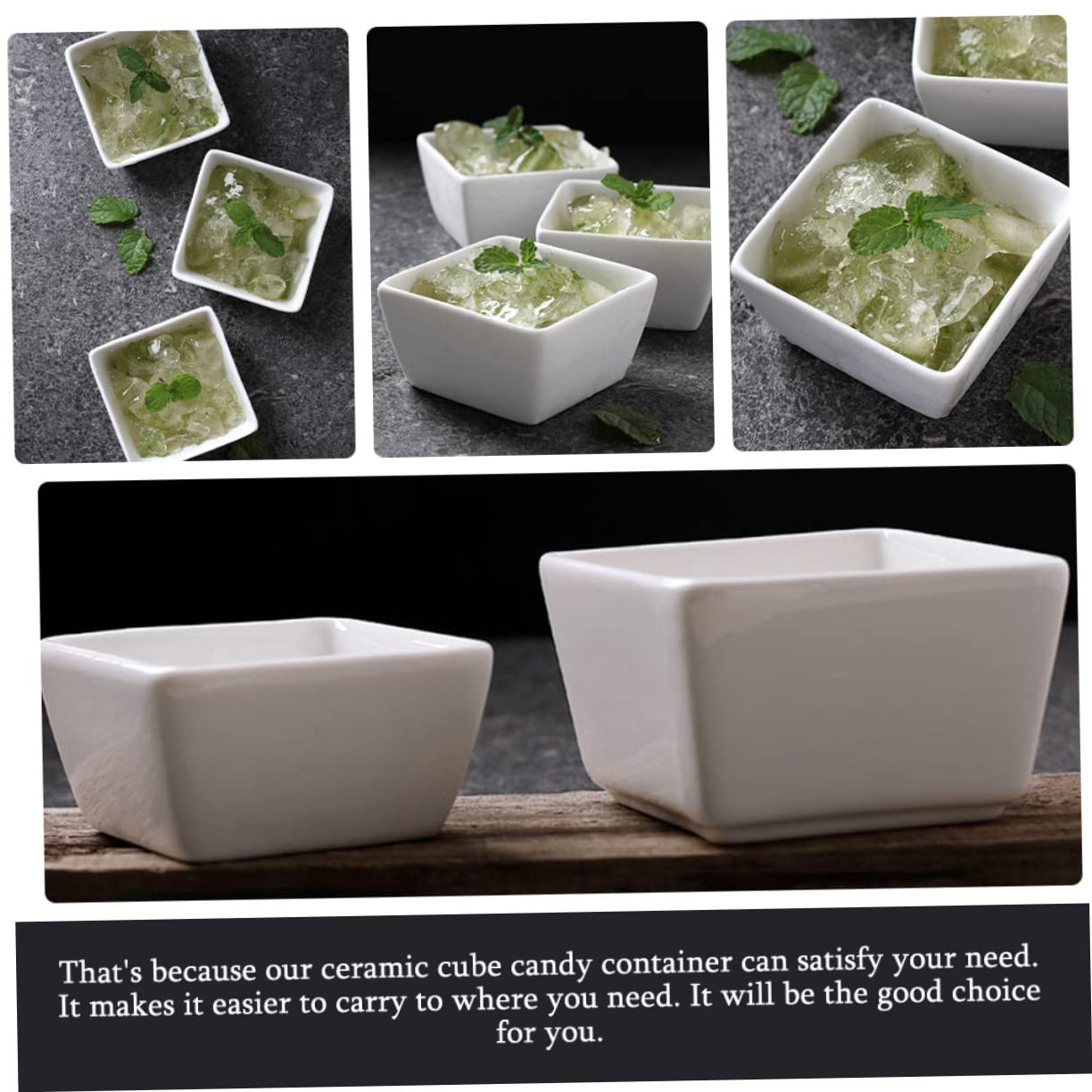 Garneck 2pcs Square Sugar Bowl Mini Bowls Soy Sauce Dish Sugar Packet Rack Sugar Cube Container Dip Bowls for Parties Seasoning Plate Trifle Bowls Seasoning Dish Small Plate White Ceramics