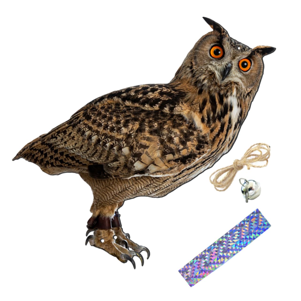 Tourne vent hibou réaliste avec cloche en PP effaroucheur mobile