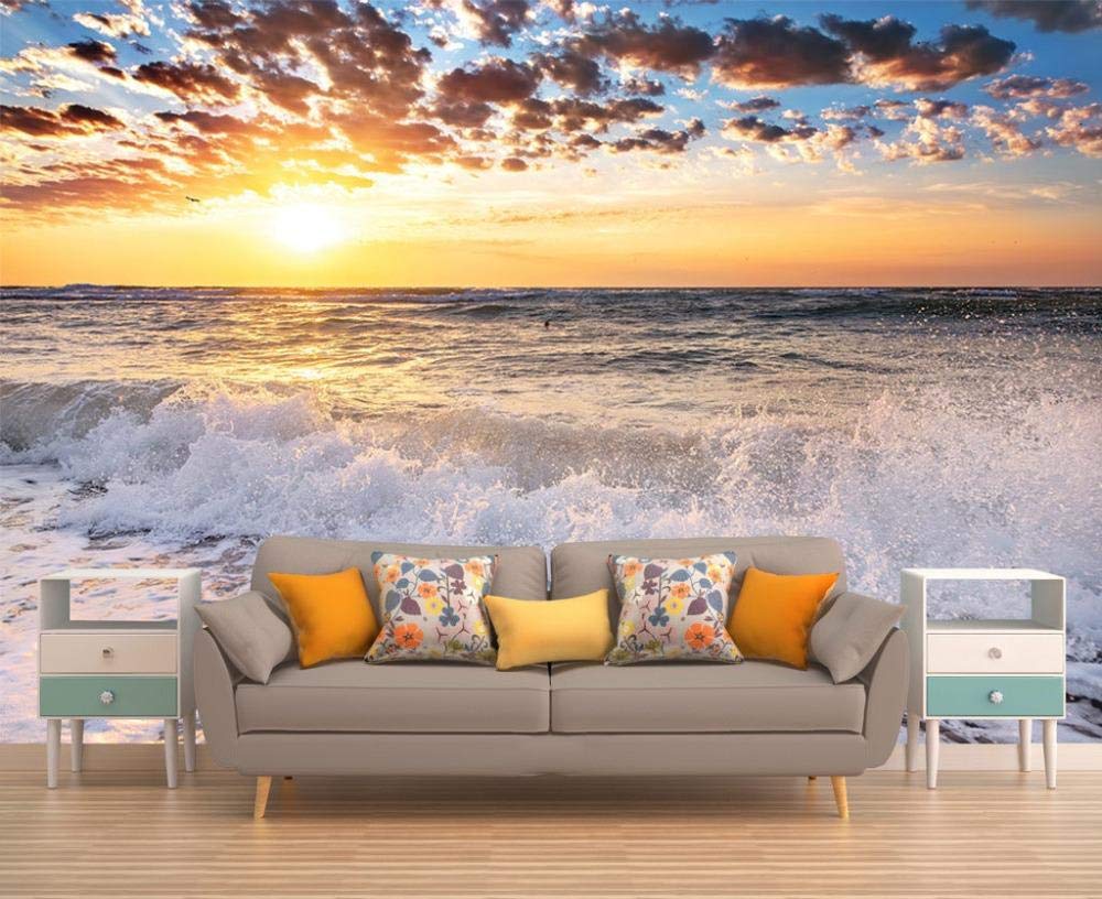 Papier peint photo 3D peinture murale mer salon luxe 200x140cm