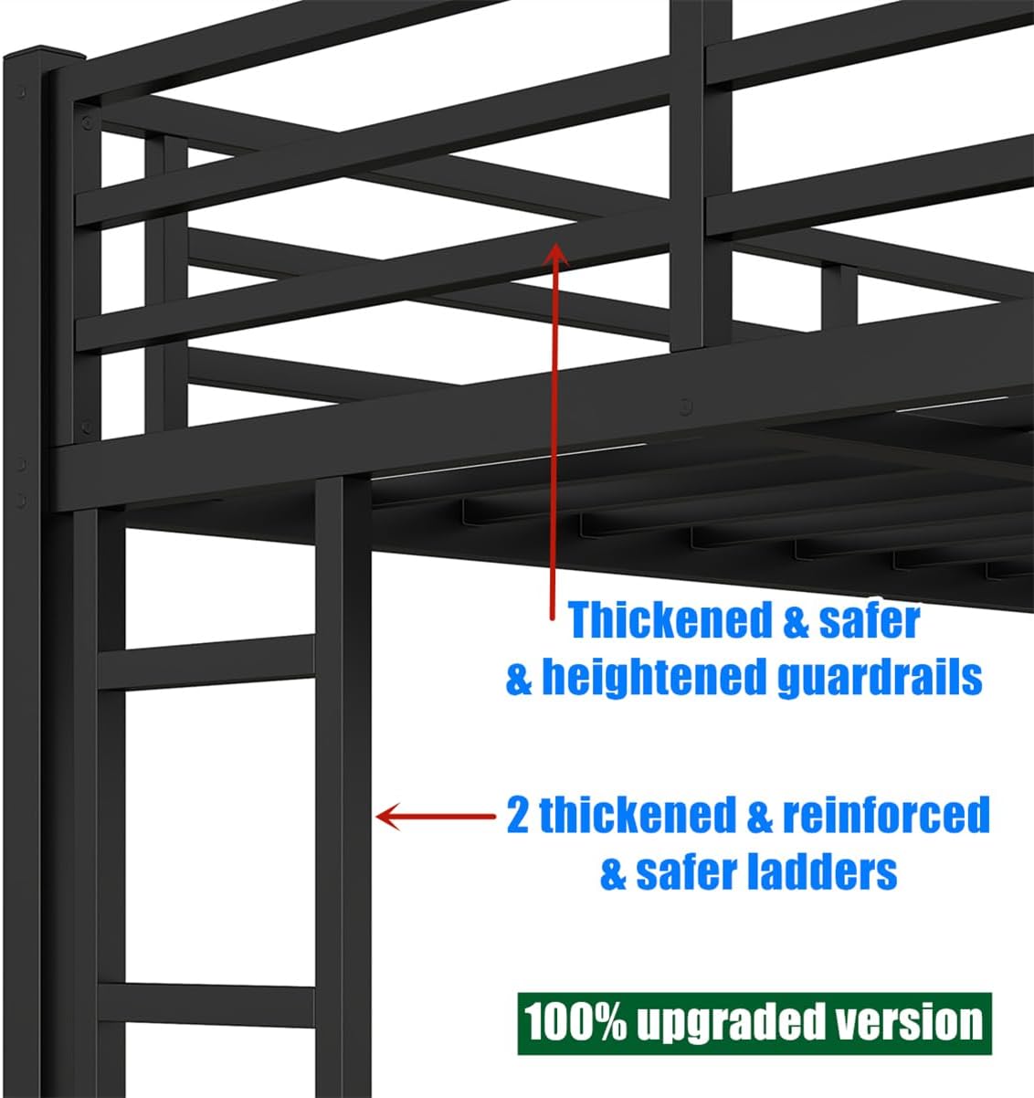 Stronger & Higher Quality Metal Bunk Bed Twin XL Over Queen Size Bunkbed, Thicken Heavy Duty More Stable Steel Bunk Queen Bed with Enhanced Legs & Ladder (Faster Assembly) (Twin XL Over Queen)