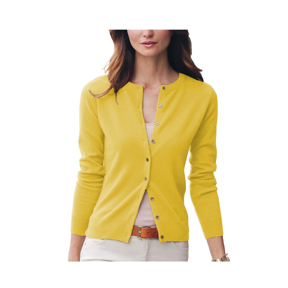 Parisbonbon Womens 100 Cashmere Crew Neck Cardigan