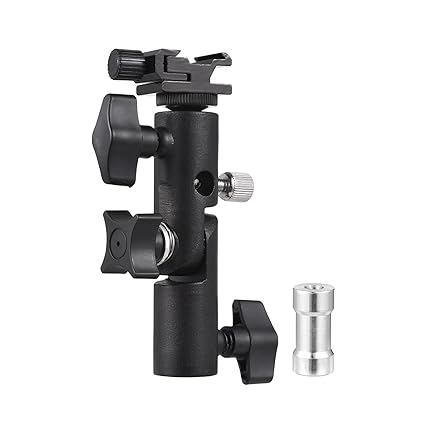 Sunydog Camera Flash Mount Speedlite Swivel Bracket Flash Stand Bracket with Cold Shoe Mount 1/4 Inch & 3/8 Inch Screw Hole Umbrella Mount Holder Flash Light Accessories