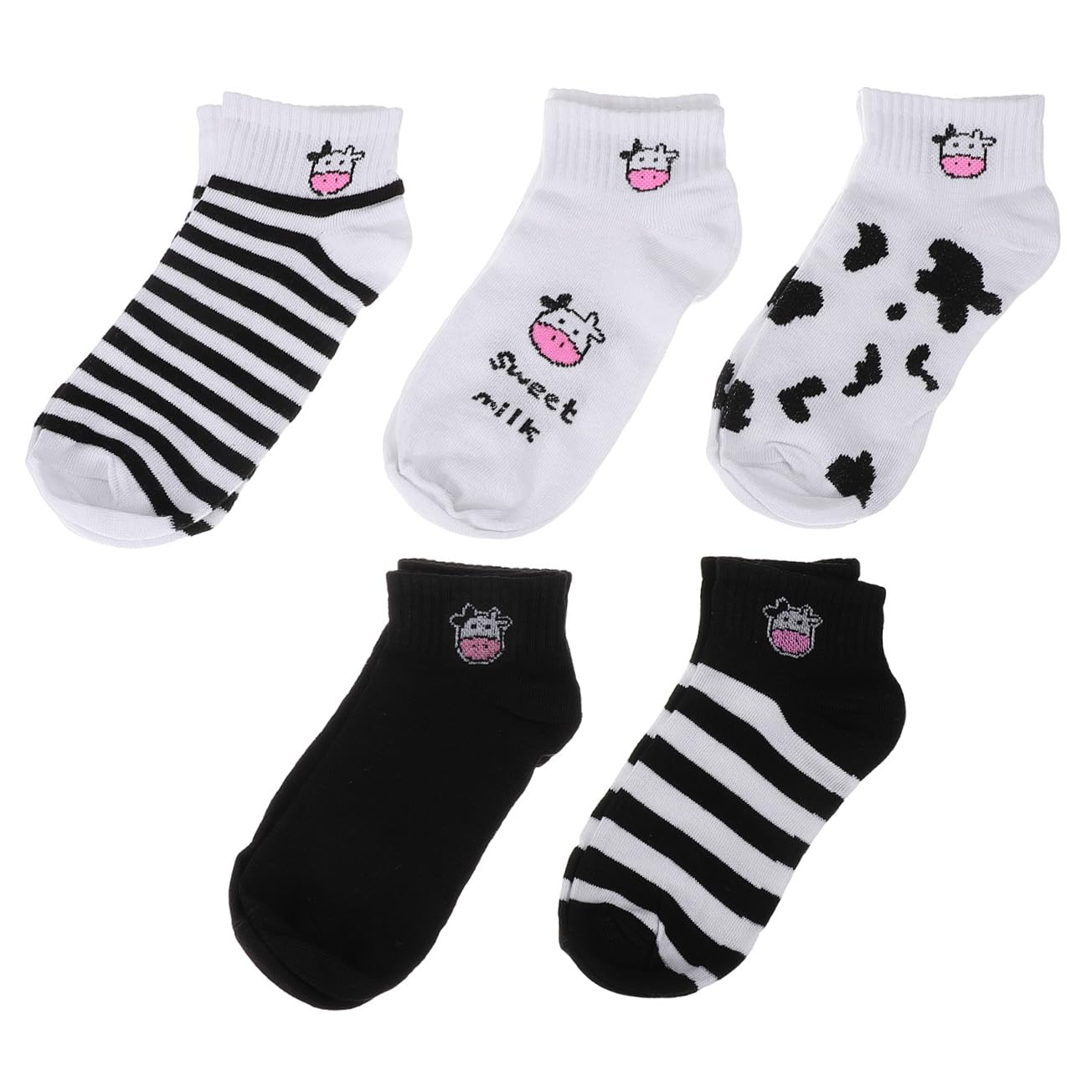 LIOOBO Calcetines Cortos de Vaca para Mujer de Algodón, Calcetines Tobilleros Cómodos y Transpirables Ideales para Fiesta Verano y Uso Diario