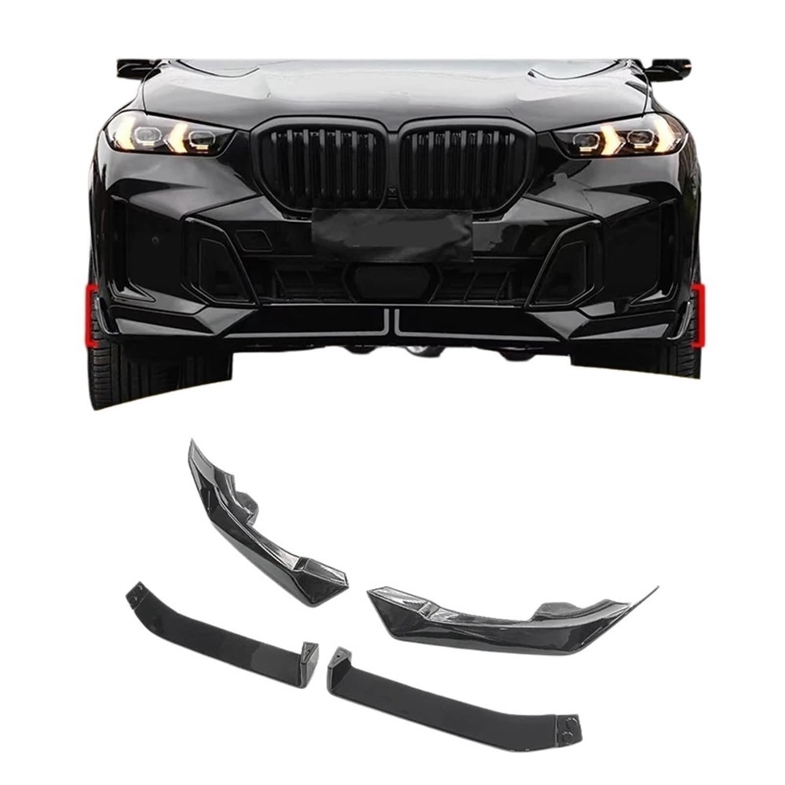 Splitter przedniego zderzaka samochodu w stylu MP kompatybilny z BMW X5 G05 M-Sport LCI 30d 40i 40d 2023 2024 2025 osłona ostrza Bodykit Tuning Autopart(Carbon Fiber Look)