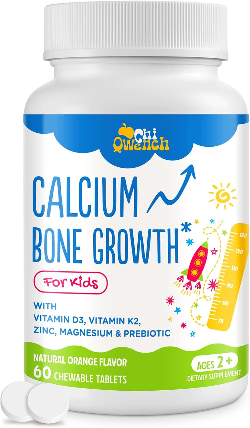 500 MG Calcium Supplement with Vitamin D3 & K2, Zinc, Magnesium & Prebiotics. Kids Vitamins for Kids’ Height. Bone Strength, High Absorption, Orange Chewables, Gluten Free, 60 Tabs 500 MG Calcium Supplement with Vitamin D3 & K2, Zinc, Magnesium & Prebiotics. Kids Vitamins for Kids’ Height. Bone Strength, High Absorption, Orange Chewables, Gluten Free, 60 Tabs