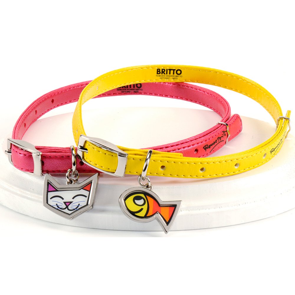 Romero BrittoCat Collar set of 2 (Pink and Yellow )