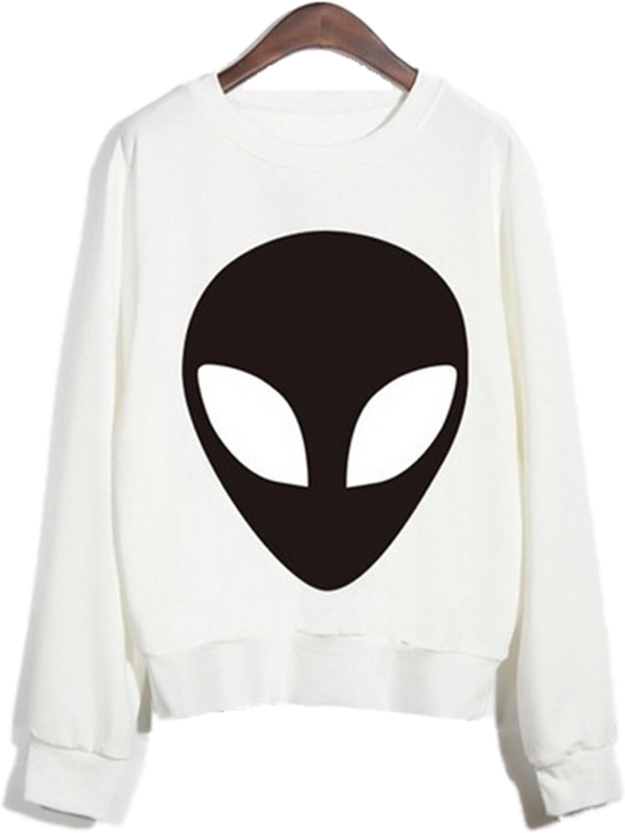 Cute Women Girls Sweater Alien Black Head Pullover Sweatshirt T Shirts (S)