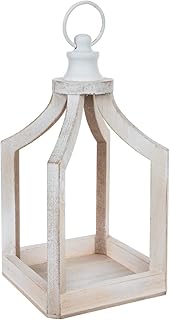 Hobby Lobby Wood & Metal Lantern, Rustic Decor, Wooden Frame (Rustic White)