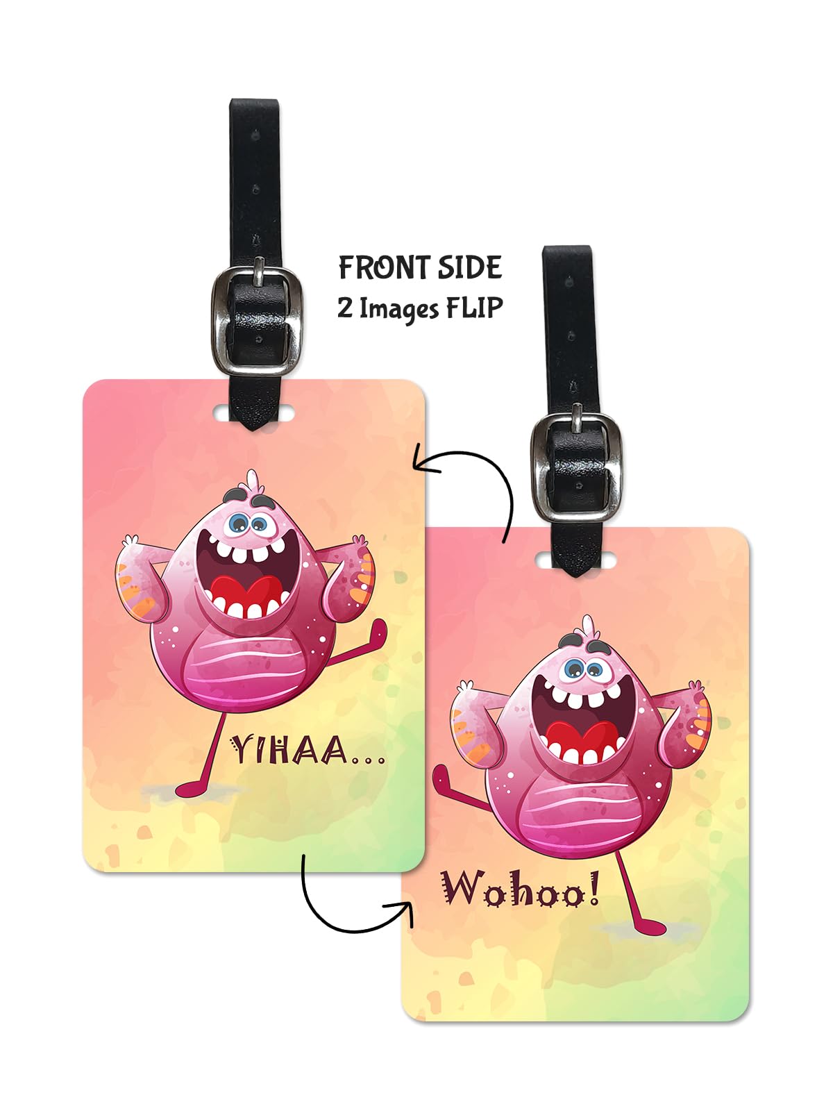 Lentikart 3D Lenticular Luggage Tag Set of 2 | Happy Monster Funny | Luggage/Bag/Travel ID Label Tags for Suitcase & School Bags-image-32