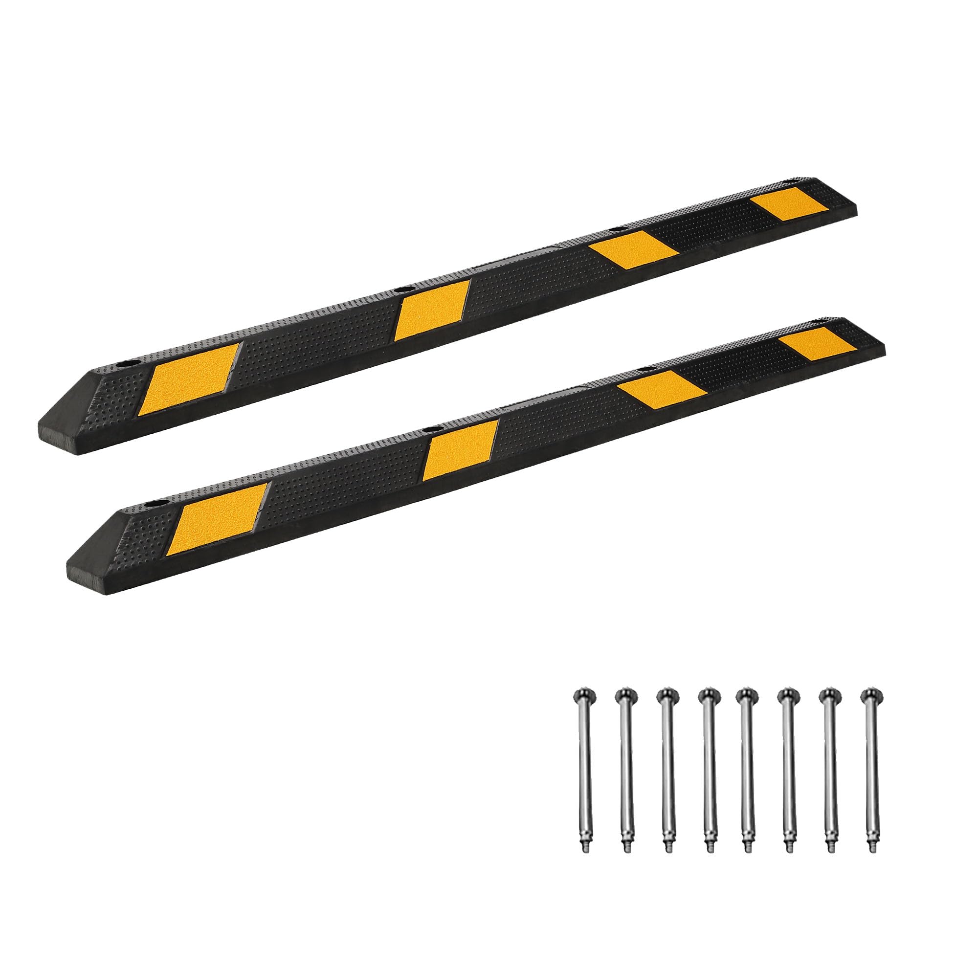 Towallmark 72-inch rubber parking curbs in a parking lot