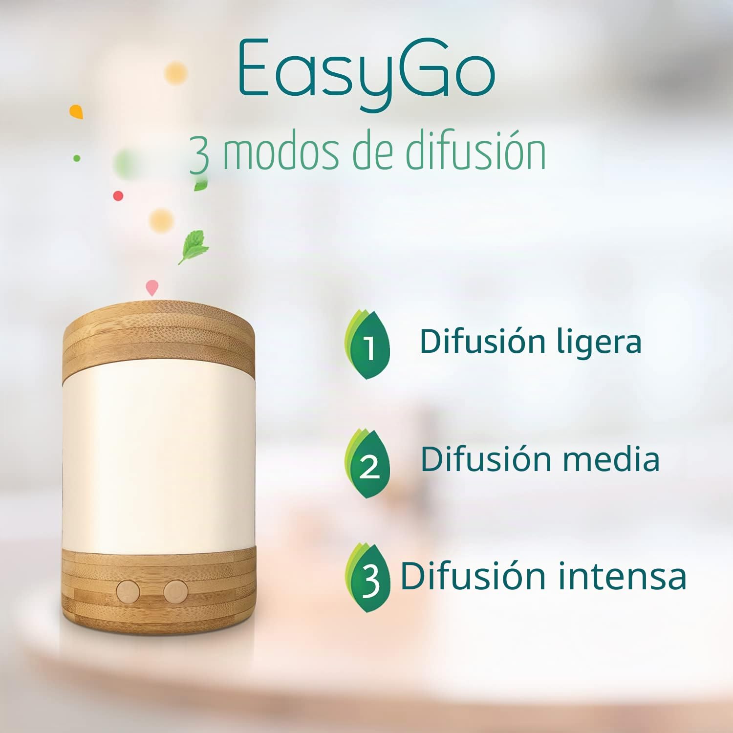 Phytosun arôms - Difusor ultrasónico inalámbrico de aceites esenciales - EasyGo - Nomad, funciona con batería