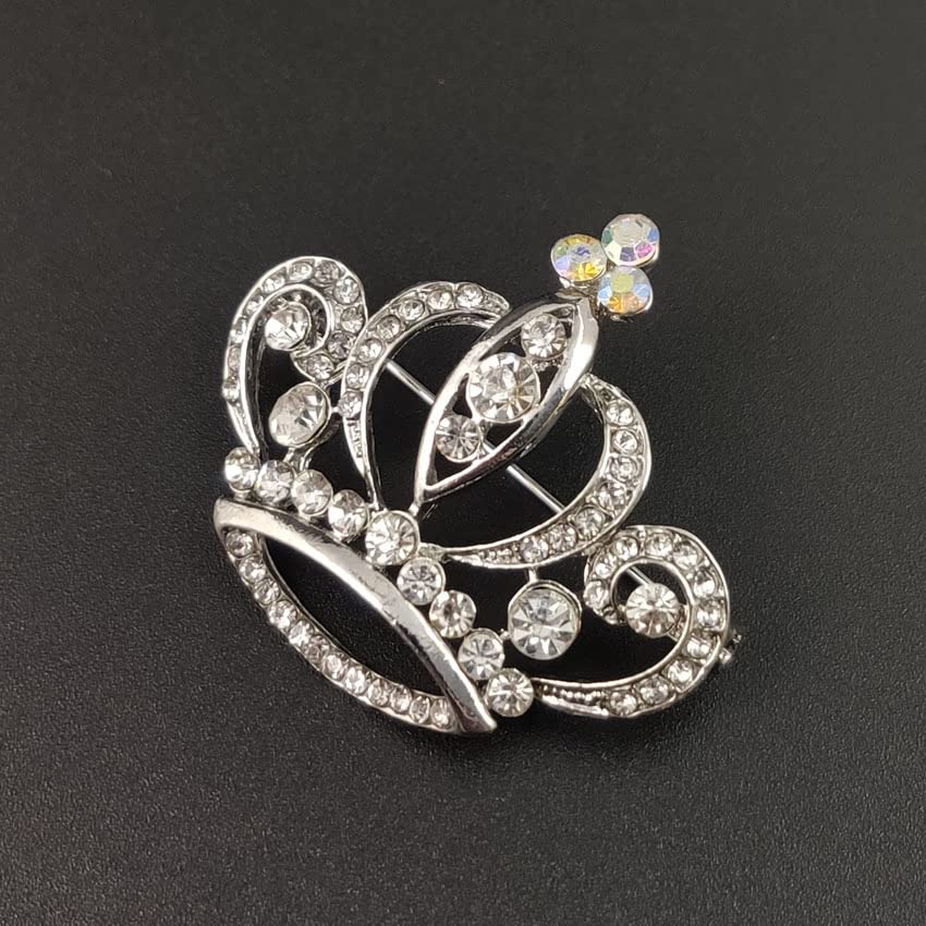 Image of Crystal Rhinestone Princess Queen Brooch Pin Tiara Crown Brooches for Women Tiara for Wedding Party /Banquet /Birthday (E)